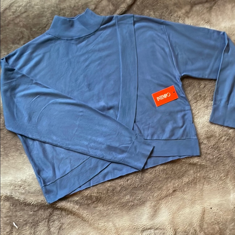 Women's Blue Mock Turtleneck Sweater